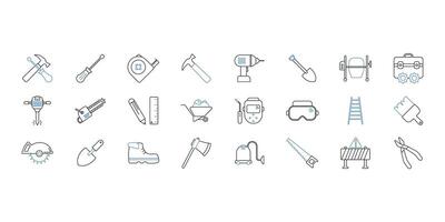Construction tools icons set. Set of editable stroke icons.Set of Construction tools vector