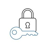 lock and key concept line icon. Simple element illustration. lock and key concept outline symbol design. vector