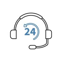 24 hour assistance concept line icon. Simple element illustration. 24 hour assistance concept outline symbol design. vector