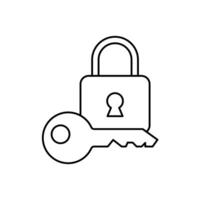 lock and key concept line icon. Simple element illustration. lock and key concept outline symbol design. vector