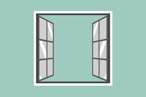 Open window isolated on green background vector