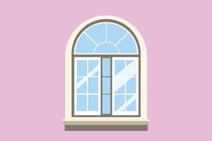 Arched window isolated on purple background vector