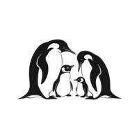 outlines of a penguin family vector