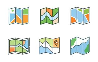 set icon symbolizing a map vector