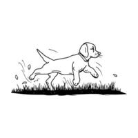 a playful puppy's outline vector