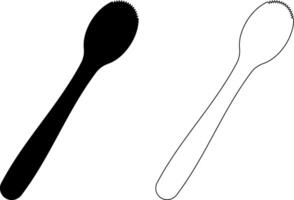 outline silhouette Grapefruit spoon icon set vector