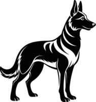 German shepherd dog in different poses on a white background objects silhouette illustration. vector