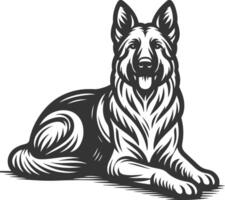 German Shepherd Dog Line art Contour illustration Continuous line drawing. vector