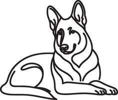 German Shepherd Dog Line art Contour illustration Continuous line drawing. vector