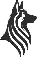 German shepherd dog in different poses on a white background objects silhouette illustration. vector