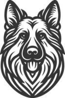 German shepherd dog in different poses on a white background objects silhouette illustration. vector