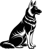 German shepherd dog in different poses on a white background objects silhouette illustration. vector