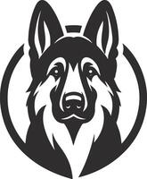 German shepherd dog in different poses on a white background objects silhouette illustration. vector