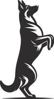 German shepherd dog in different poses on a white background objects silhouette illustration. vector