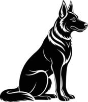 German shepherd dog in different poses on a white background objects silhouette illustration. vector
