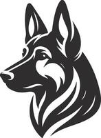 German shepherd dog in different poses on a white background objects silhouette illustration. vector