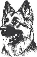 German Shepherd Dog Line art Contour illustration Continuous line drawing. vector