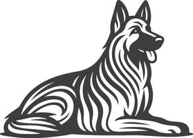 German Shepherd Dog Line art Contour illustration Continuous line drawing. vector