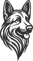 German Shepherd Dog Line art Contour illustration Continuous line drawing. vector
