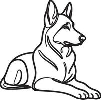 German Shepherd Dog Line art Contour illustration Continuous line drawing. vector