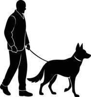 German shepherd dog in different poses on a white background objects silhouette illustration. vector