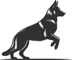 German shepherd dog in different poses on a white background objects silhouette illustration. vector