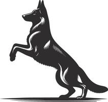 German shepherd dog in different poses on a white background objects silhouette illustration. vector