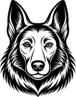 German shepherd dog in different poses on a white background objects silhouette illustration. vector