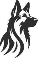 German shepherd dog in different poses on a white background objects silhouette illustration. vector