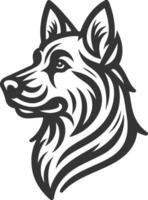 German shepherd dog in different poses on a white background objects silhouette illustration. vector