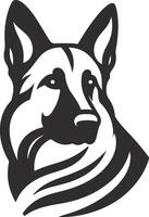 German shepherd dog in different poses on a white background objects silhouette illustration. vector