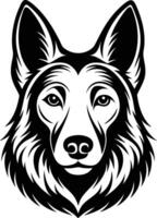 German shepherd dog in different poses on a white background objects silhouette illustration. vector