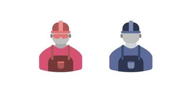 Construction Worker Icon Person Profile Avatar With Hard helmet and Jacket, builder man in a helmet, icon, illustration vector