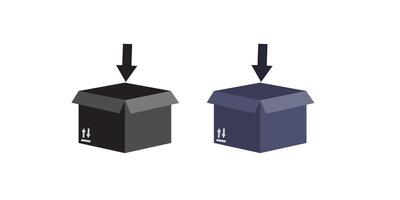Box line icons. Empty open shipping box or unboxing line art. Carton boxes icon set. Stock vector