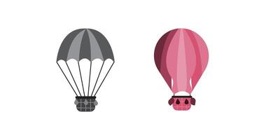 Parachute drop shipping thin line icon isolated on white. Air balloon delivery service. vector