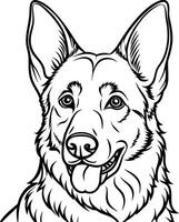 German Shepherd Dog Line art Contour illustration Continuous line drawing. vector