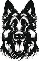 German shepherd dog in different poses on a white background objects silhouette illustration. vector