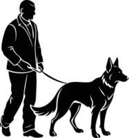 German shepherd dog in different poses on a white background objects silhouette illustration. vector