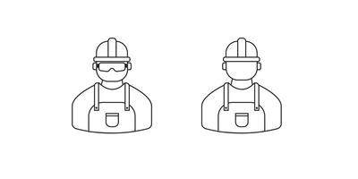 Construction Worker Icon Person Profile Avatar With Hard helmet and Jacket, builder man in a helmet, icon, illustration vector