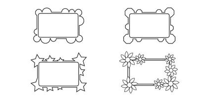Set of rectangle lines frames . Textbox in doodle style. illustration. vector