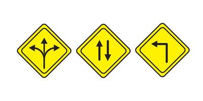 Choice between three roads icons. Three-way directional arrow collection. Way, road, direction, branching, arrows vector