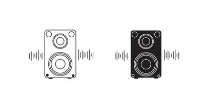 Speaker Icon. Loud music home system symbol. set of audio bass with Bluetooth technology. Flat outline vector