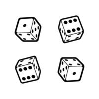 Dice in linear style isolated on white background. vector