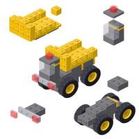 Assembling a dump truck, instructions for the toy. vector