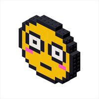 Emoji surprised in isometry on a white background. vector