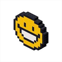 Emoji satisfied smile in isometry on a white background. vector