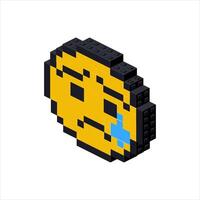 Emoji sad in isometry on a white background. vector