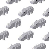 Pattern of gray hippos in isometry. vector