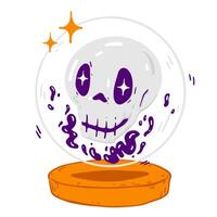 Spooky Halloween Crystal Ball Skull vector