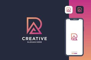 letter r with triangle shape logo design vector
